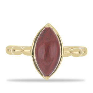 Pozlacený Stříbrný Prsten s Červeným Jaspisem, Velikost: 57-56