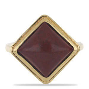 Pozlacený Stříbrný Prsten s Červeným Jaspisem, Velikost: 59-58