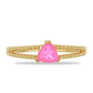 Pozlacený Stříbrný Prsten s Růžovým Opálem z Lega Dembi, Velikost: 57-56
