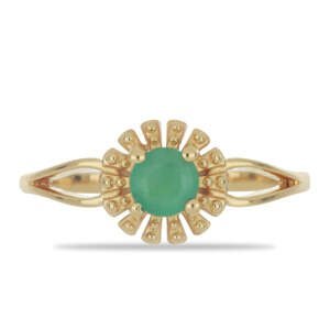 Pozlacený Stříbrný Prsten s Brazilským Smaragdem, Velikost: 52-53