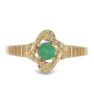 Pozlacený Stříbrný Prsten s Brazilským Smaragdem, Velikost: 54-55
