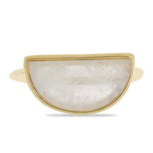 Pozlacený Stříbrný Prsten s Duhovým Měsíčním Kamenem, Velikost: 59-58