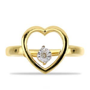 Pozlacený Stříbrný Prsten s Tančícím Diamantem, Velikost: 54-55