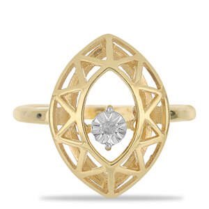 Pozlacený Stříbrný Prsten s Tančícím Diamantem, Velikost: 57-56