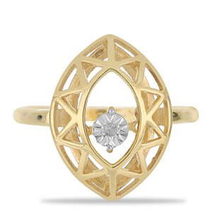 Pozlacený Stříbrný Prsten s Tančícím Diamantem, Velikost: 59-58