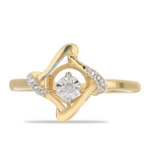 Pozlacený Stříbrný Prsten s Tančícím Diamantem a Bílým Topazem, Velikost: 62-63
