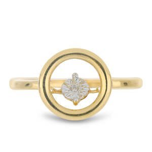 Pozlacený Stříbrný Prsten s Tančícím Diamantem, Velikost: 57-56