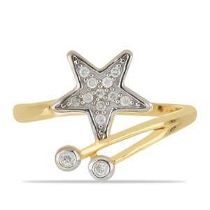 Pozlacený Stříbrný Prsten s Bílým Diamantem, Velikost: 54-55