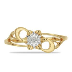 Pozlacený Stříbrný Prsten s Bílým Diamantem, Velikost: 62-63
