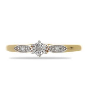 Pozlacený Stříbrný Prsten s Bílým Diamantem, Velikost: 57-56