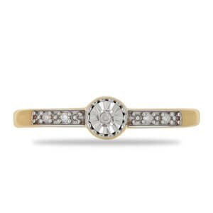 Pozlacený Stříbrný Prsten s Bílým Diamantem, Velikost: 59-58