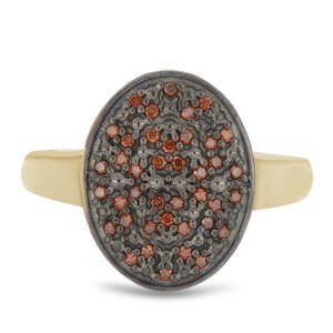 Pozlacený Stříbrný Prsten s Červeným Diamantem, Velikost: 59-58