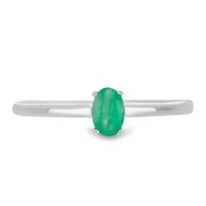 Stříbrný Prsten s Brazilským Smaragdem, Velikost: 52-53