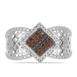 Stříbrný Prsten s Červeným Diamantem, Velikost: 54-55