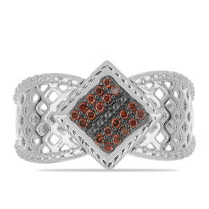 Stříbrný Prsten s Červeným Diamantem, Velikost: 59-58