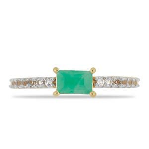 Pozlacený Stříbrný Prsten s Brazilským Smaragdem a Bílým Topazem, Velikost: 62-63