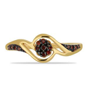 Pozlacený Stříbrný Prsten s Červeným Diamantem, Velikost: 54-55