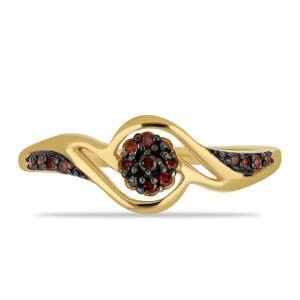 Pozlacený Stříbrný Prsten s Červeným Diamantem, Velikost: 57-56