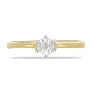 Pozlacený Stříbrný Prsten s Bílým Diamantem, Velikost: 52-53
