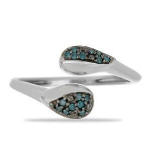 Stříbrný Prsten s Modrým Diamantem, Velikost: 59-58