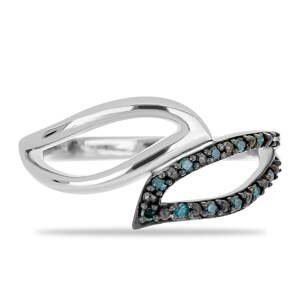 Stříbrný Prsten s Modrým Diamantem, Velikost: 59-58