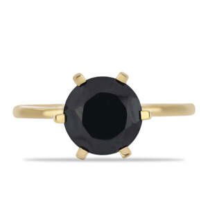 Pozlacený Stříbrný Prsten s Černým Spinelem z Horského Badachšánu, Velikost: 54-55