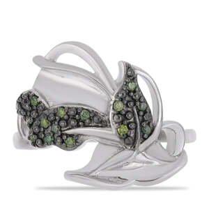 Stříbrný Prsten se Zeleným Diamantem, Velikost: 54-55