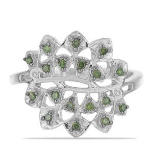 Stříbrný Prsten se Zeleným Diamantem, Velikost: 54-55