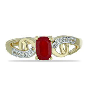 Pozlacený Stříbrný Prsten s Červeným Achátem a Bílým Topazem, Velikost: 59-58