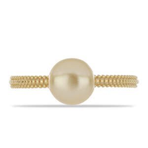 Pozlacený Stříbrný Prsten s Jihomořskou Zlatou Perlou, Velikost: 62-63