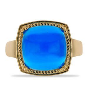 Pozlacený Stříbrný Prsten s Modrým Etiopským Opálem z Lega Dembi, Velikost: 54-55