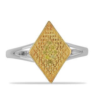 Stříbrný Prsten se Žlutým Diamantem, Velikost: 59-58