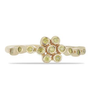 Pozlacený Stříbrný Prsten se Žlutým Diamantem, Velikost: 54-55