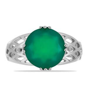 Stříbrný Prsten se Zeleným Achátem, Velikost: 54-55