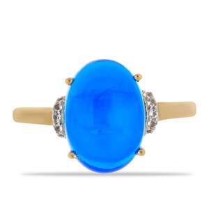 Pozlacený Stříbrný Prsten s Modrým Etiopským Opálem z Lega Dembi a Bílým Topazem, Velikost: 59-58