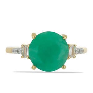 Pozlacený Stříbrný Prsten s Brazilským Smaragdem a Bílým Zirkonem, Velikost: 54-55