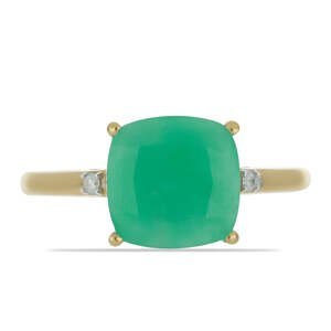 Pozlacený Stříbrný Prsten s Brazilským Smaragdem a Bílým Diamantem, Velikost: 59-58
