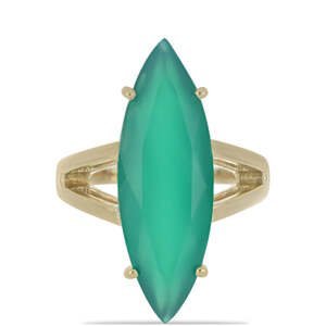 Pozlacený Stříbrný Prsten se Zeleným Achátem, Velikost: 59-58