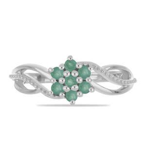 Stříbrný Prsten s Brazilským Smaragdem, Velikost: 52-53