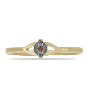 Pozlacený Stříbrný Prsten s Červeným Diamantem, Velikost: 57-56