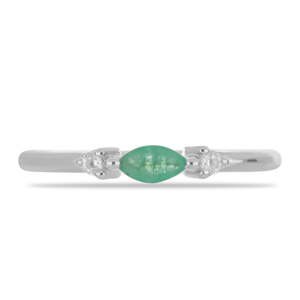Stříbrný Prsten s Brazilským Smaragdem a Bílým Topazem, Velikost: 59-58