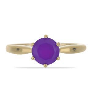 Pozlacený Stříbrný Prsten s Purpurovým Achátem, Velikost: 59-58