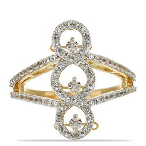 Pozlacený Stříbrný Prsten s Tančícím Diamantem a Bílým Topazem, Velikost: 59-58