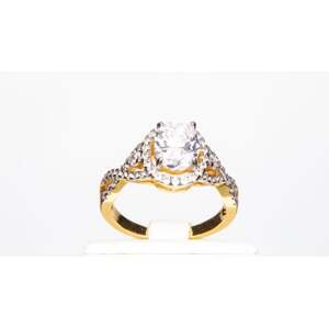 Pozlacený Slitinový Prsten s Bílým Emporia® Křišťálem, Velikost: 59-58