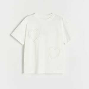 Reserved - Bavlněné tričko s aplikací - Krémová
