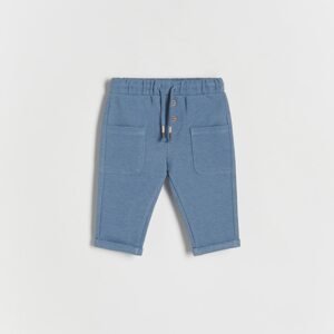 Reserved - Úpletové kalhoty s kapsami - Modrá