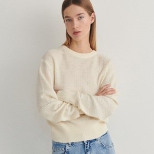 Reserved - Strukturální svetr s bavlnou - Krémová