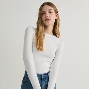 Reserved - Bavlněné tričko s dlouhými rukávy - Bílá