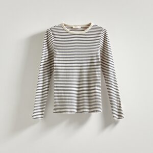 Reserved - Bavlněné tričko s dlouhými rukávy - Tmavomodrá