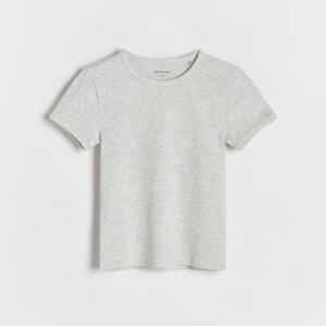 Reserved - Bavlněný T-shirt s proužky - Světle šedá